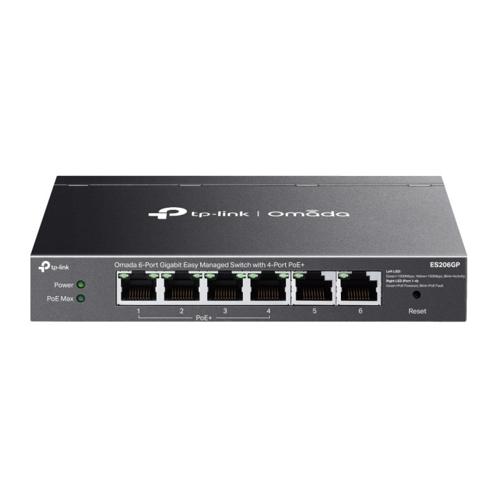 TP-Link Omada ES206GP switch, 6 Gigabit ports, 4 PoE+