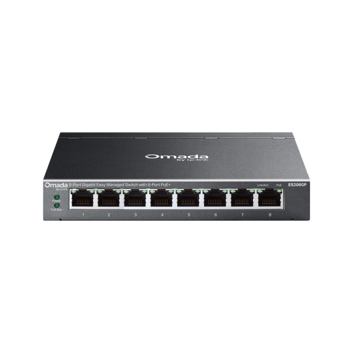 TP-Link Omada ES208GP switch, 8 Gigabit ports, 8 PoE+